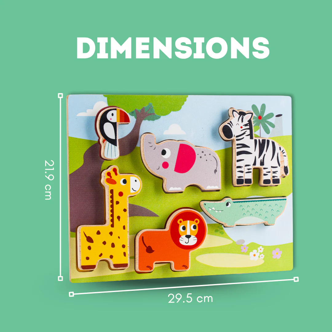 Cots and Cuddles Wooden Jungle Animal Shapes Chunky Match Puzzle - Image 6