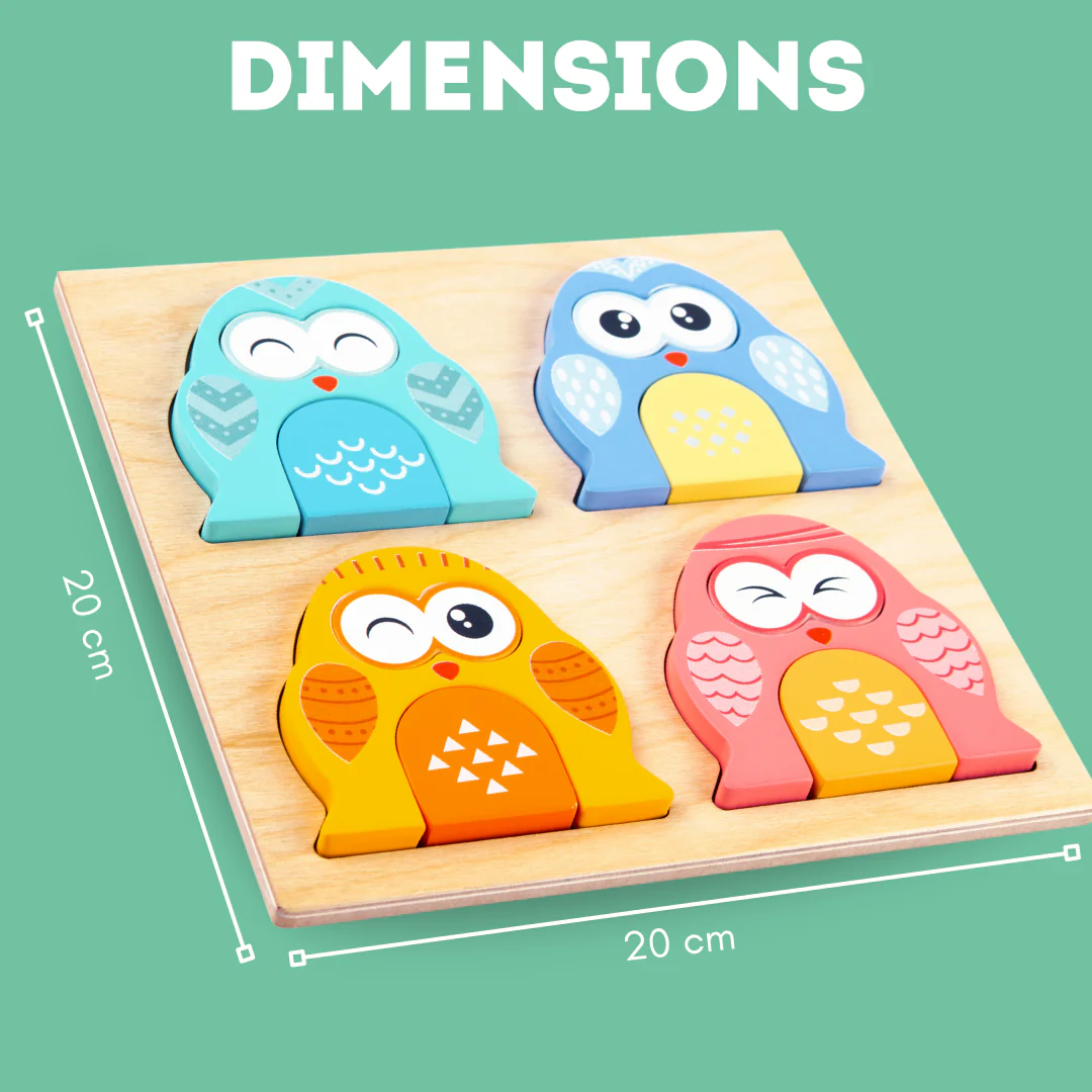 Cots and Cuddles Wooden Owl Face-Changing Puzzle with Match Cards - Image 3