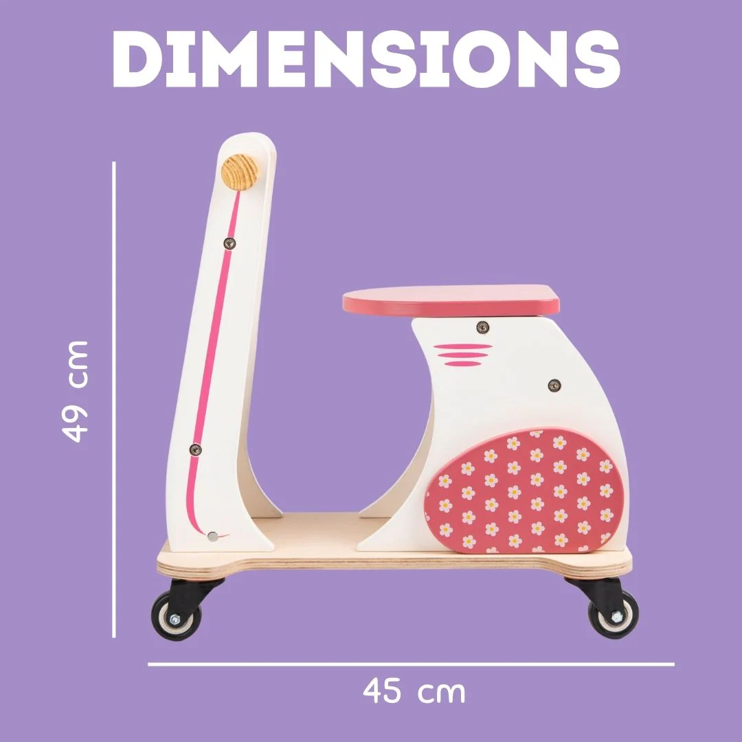 Cots and Cuddles Wooden Scooter for Kids Age 3+ (Pink) - Image 2