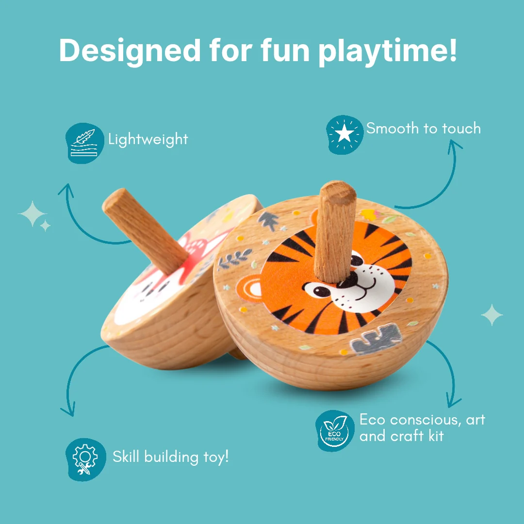 Cots and Cuddles Wooden Spinning Top Toy for Kids (Pack Of 5/10)(Prepaid Only) - Image 6