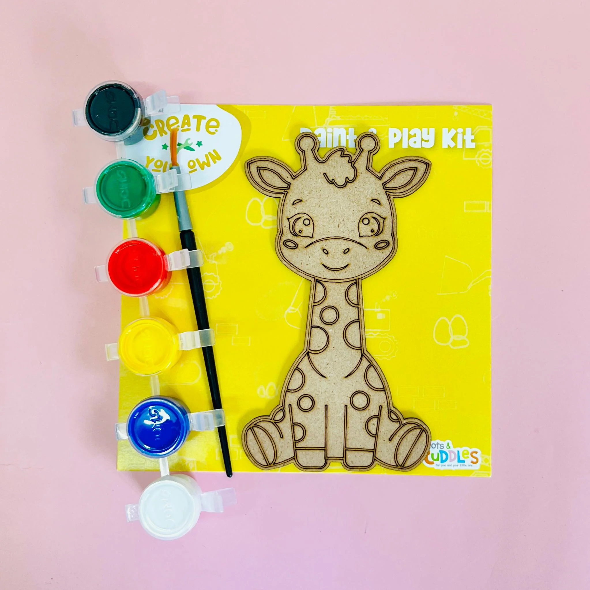 Create Your Own Paint & Play Mdf Kit – Safari Animals DIY Craft Set for Kids (Pack Of 4) - Image 4