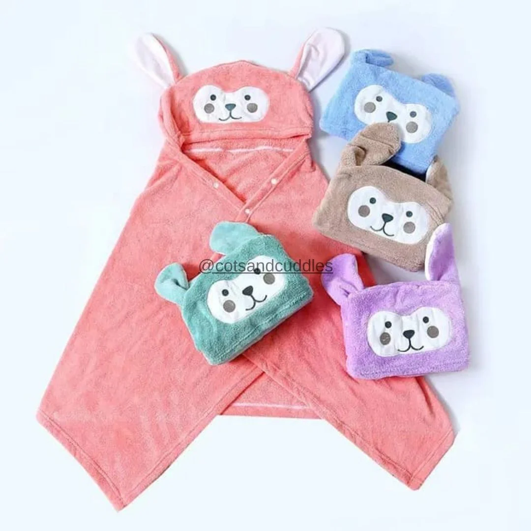 Cuddle Up with Cute Animal Face Hooded Soft Baby Towels: The Perfect Bath Time Companion - Image 8