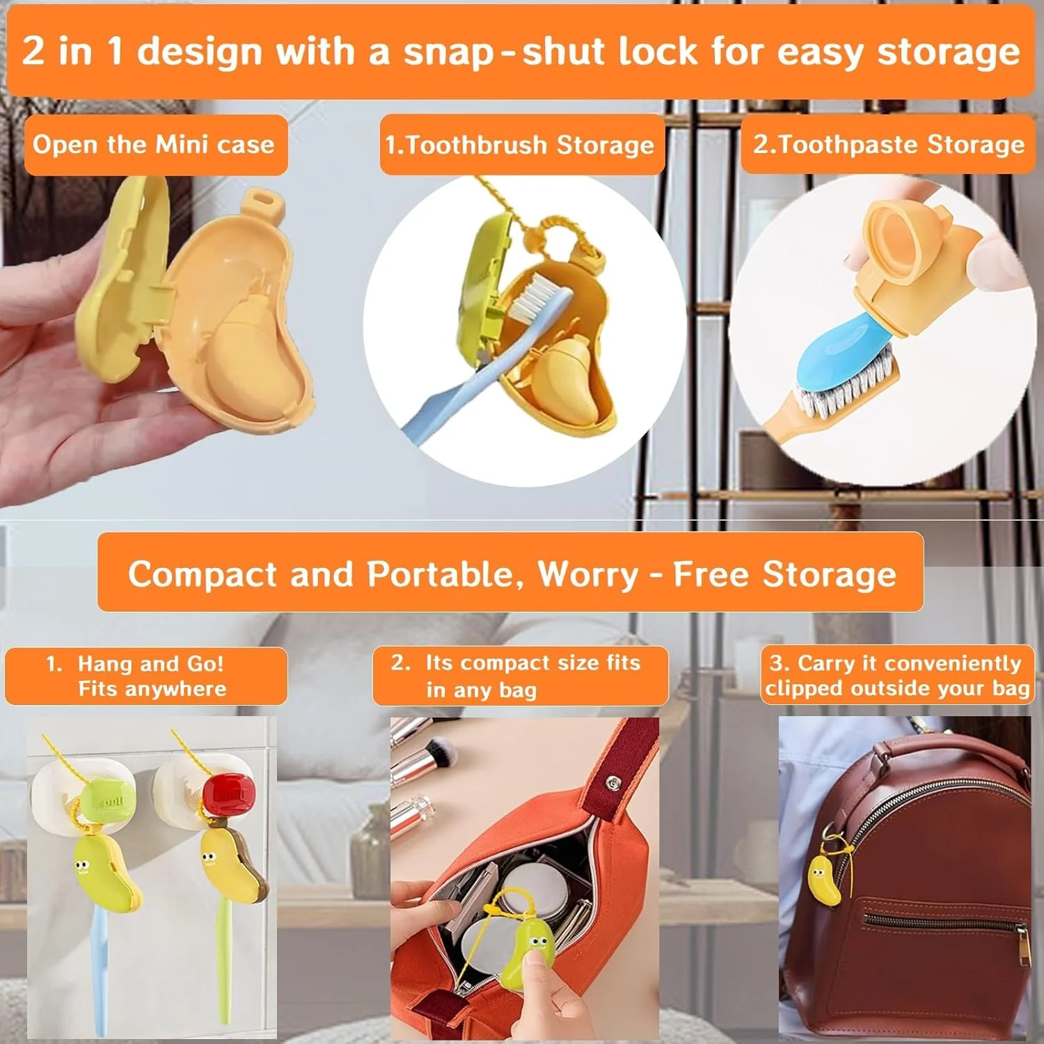 Cute Banana Shape Toothbrush and Toothpaste Holder for Kids Home & Travel use 1pc - Image 8