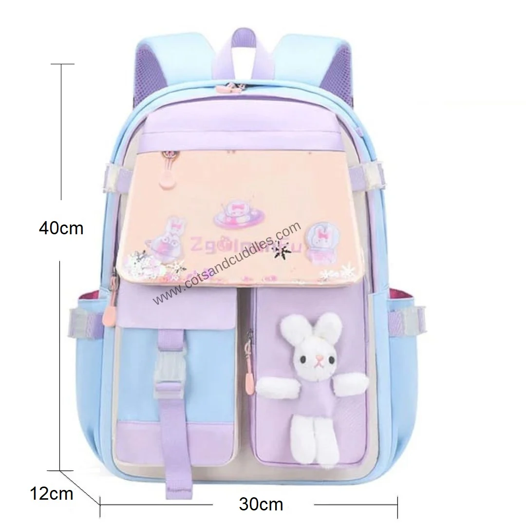 Cute Bunny Soft Toy Backpack for Small Primary School Kids with Multiple Zip Pockets and Anti-Theft Pocket - Image 11