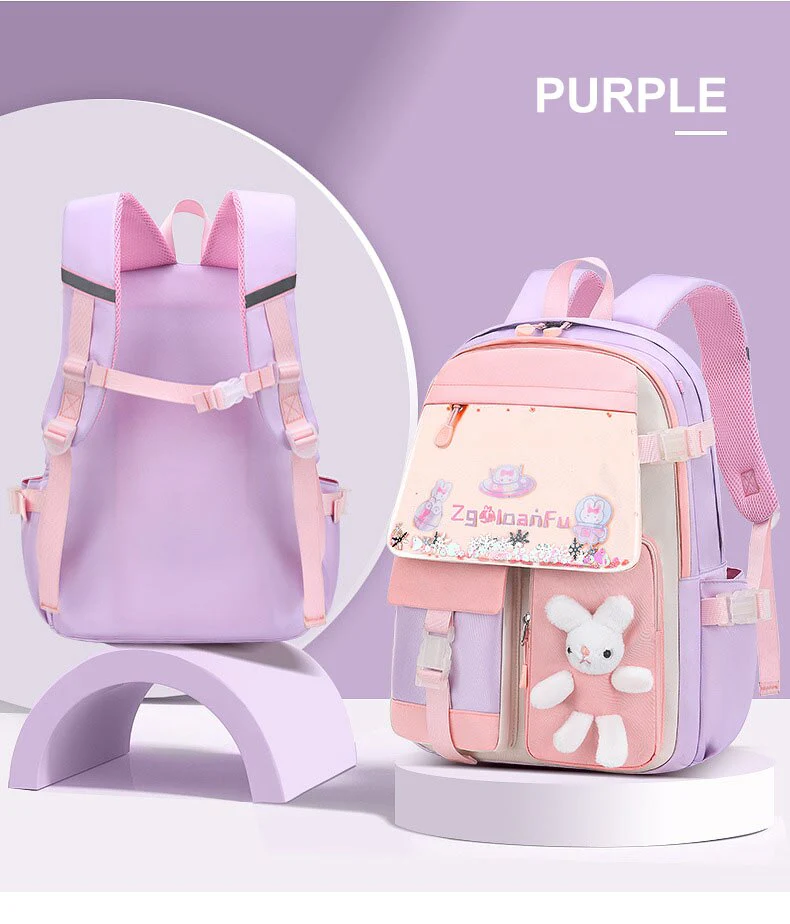 Cute Bunny Soft Toy Backpack for Small Primary School Kids with Multiple Zip Pockets and Anti-Theft Pocket - Image 12
