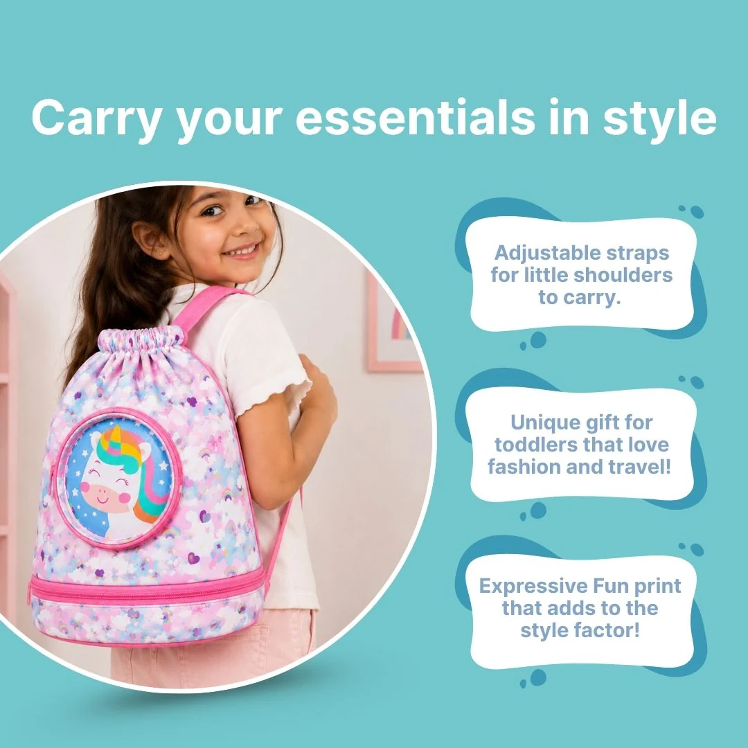 Cute Cartoon Themed Kids Swimming Bag with Shoe Pocket (UNICORN) - Image 8