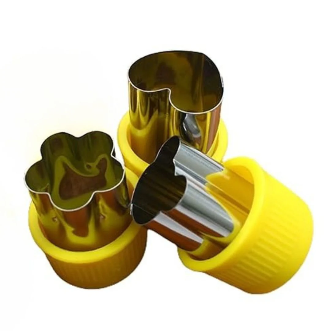 Cute Design Stainless Steel Cutter Set – Pack of 3 (Yellow)