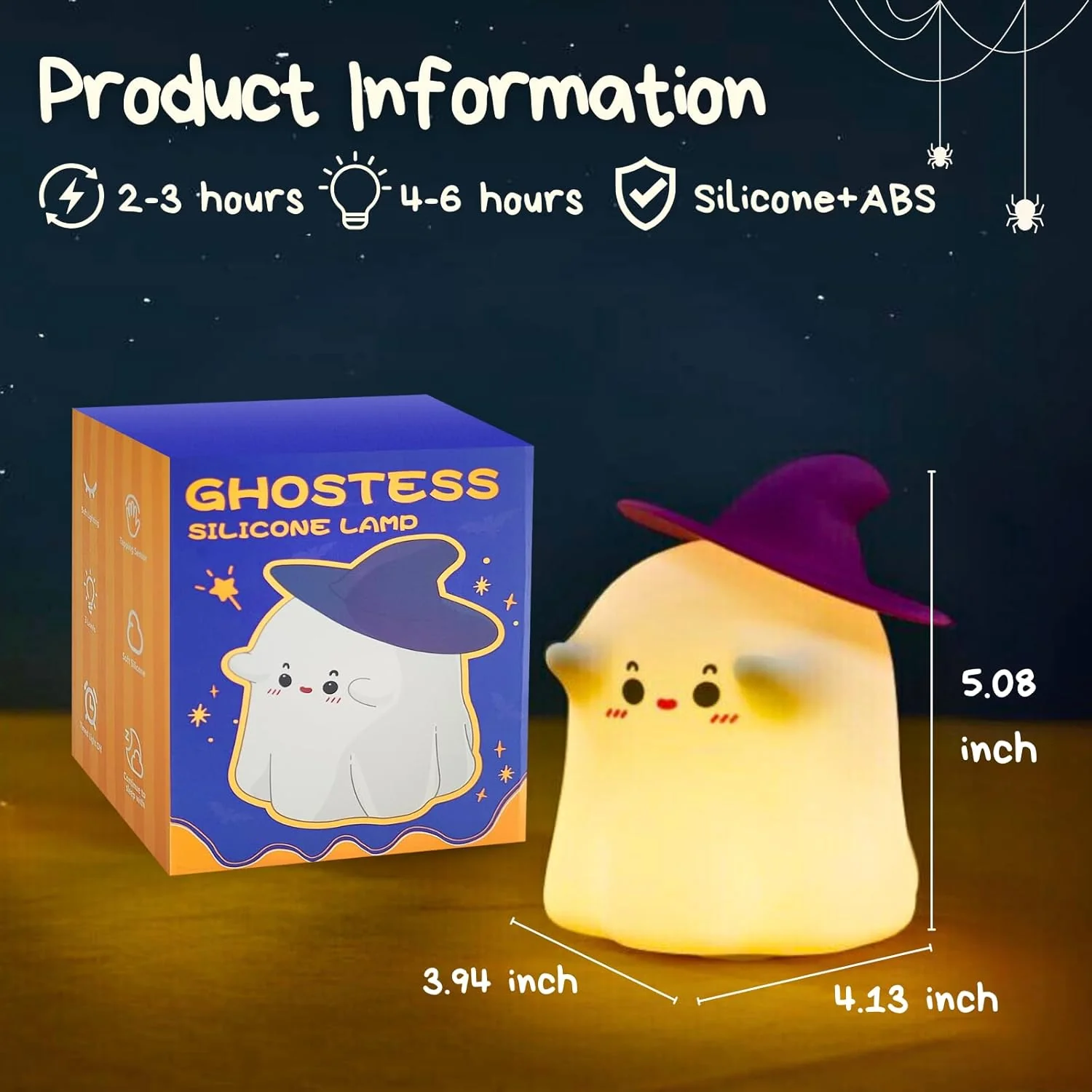 Cute Ghostess Design Silicone Night Light - Image 7