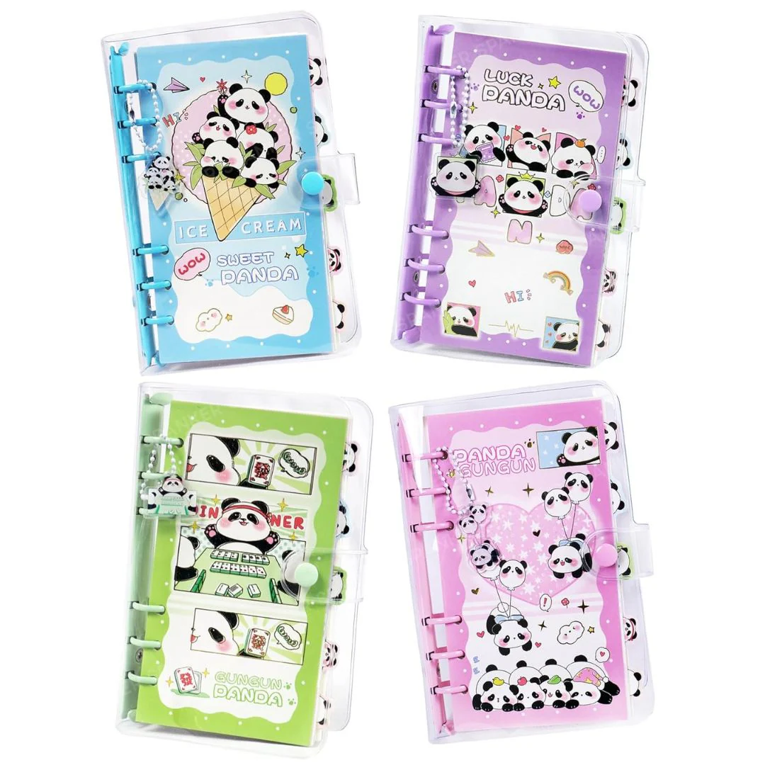 Cute Panda Design Spiral Notebook with Button Lock - Image 2