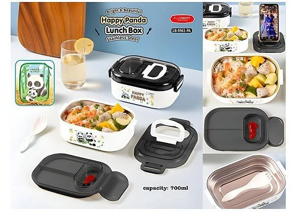 Cute Panda Stainless Steel Kids Lunch Box with Pouch – 700ML (Pack Of 5/10)(Prepaid Only) - Image 6