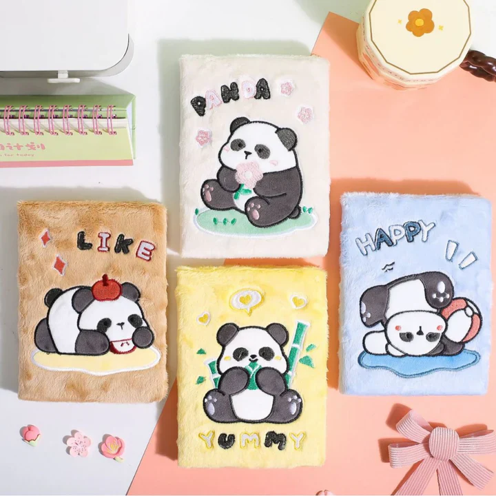 Cute Soft Plush Panda Fur Diary (Random Design) - Image 3