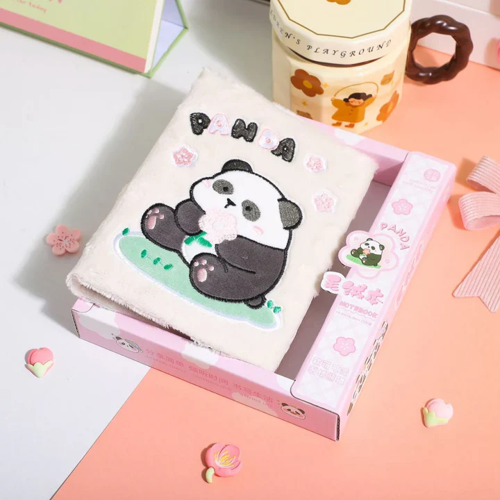 Cute Soft Plush Panda Fur Diary (Random Design) - Image 4