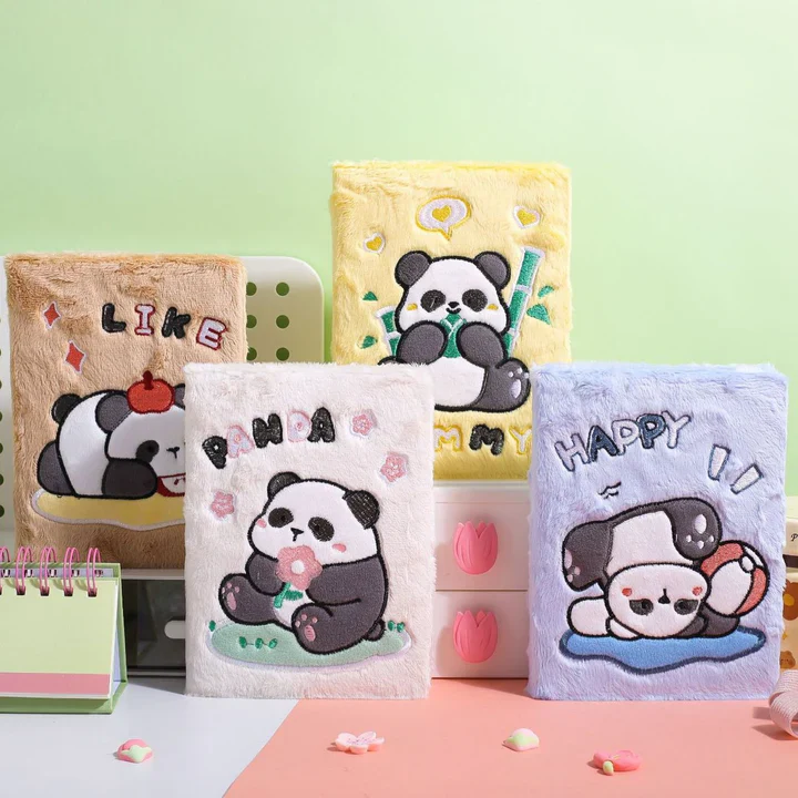 Cute Soft Plush Panda Fur Diary (Random Design) - Image 5