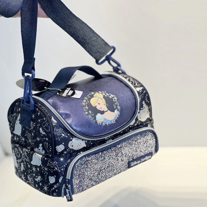 Disney Princess Cinderella Lunch Bag | Insulated Dual Compartment with Glitter & Shoulder Strap - Image 2