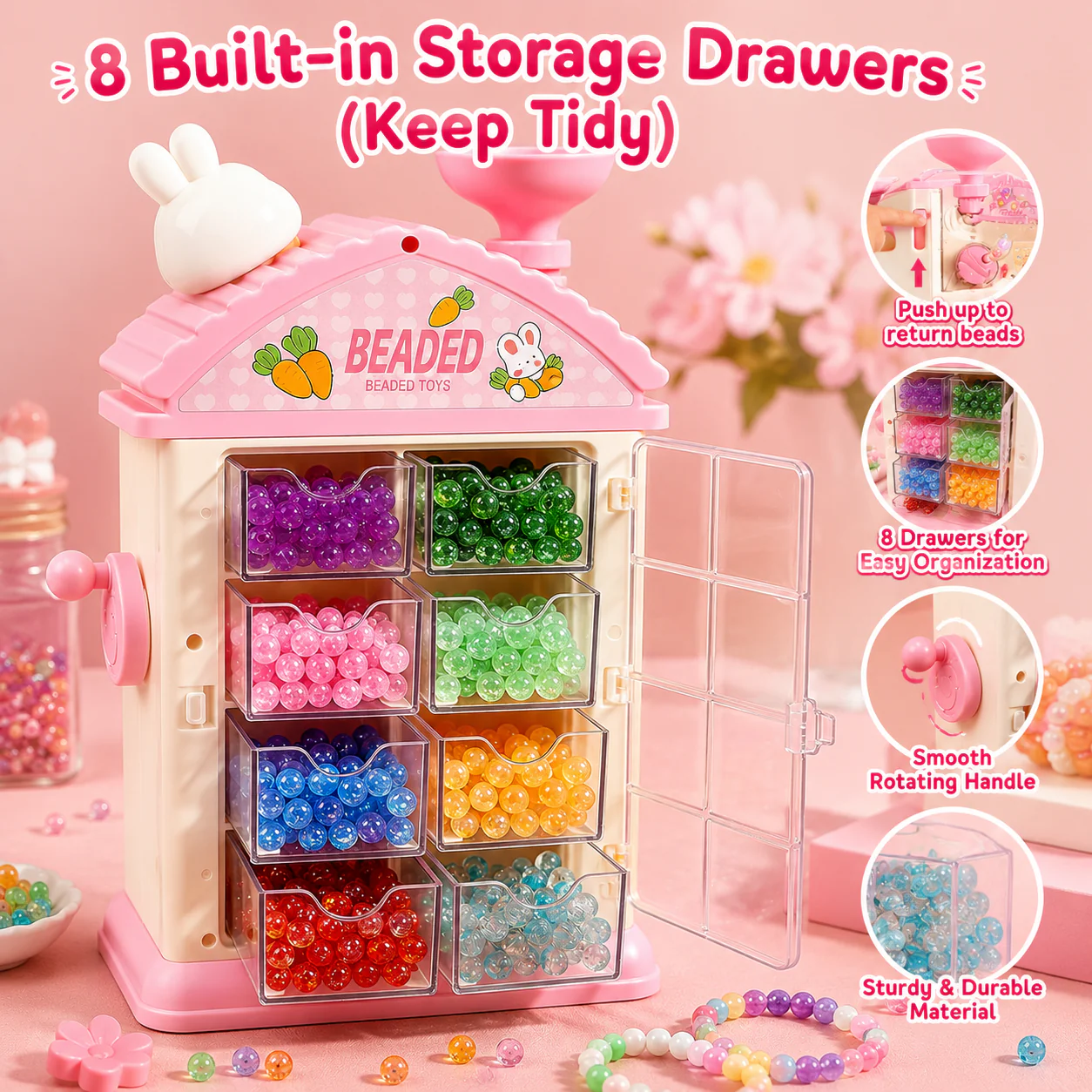 DIY Bead Machine House Jewellery Making Kit for Girls โ Colourful Beads & Charms, Age 3+(Random) - Image 5