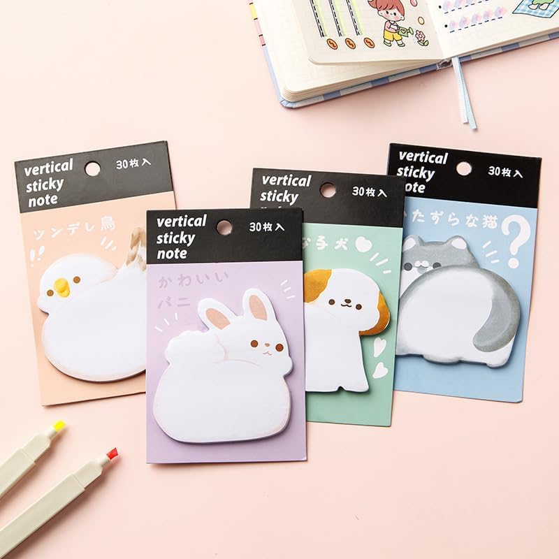 Kawaii Animal Hug Sticky Notes — 30 Sheets (Pack Of 24/48)
