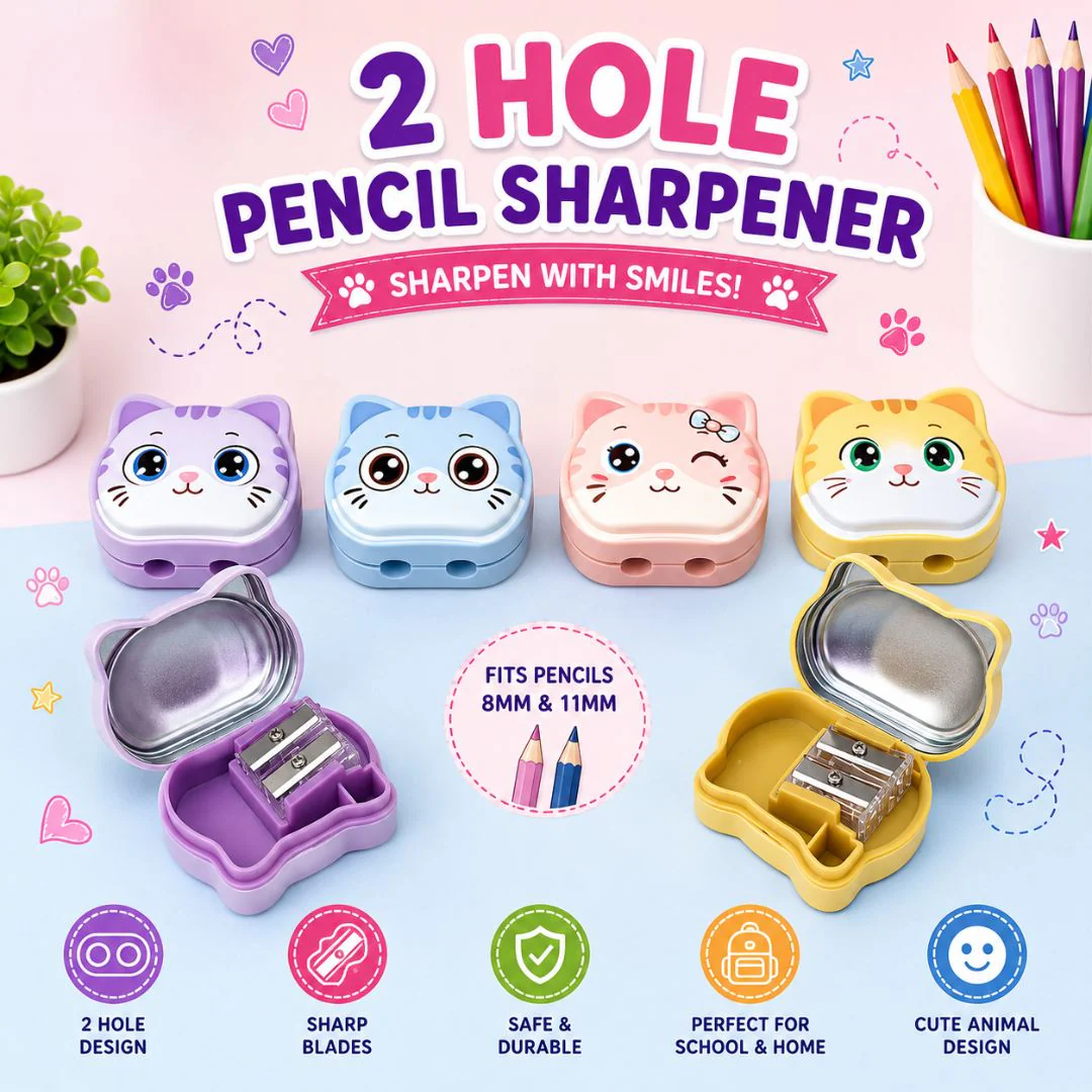 Kawaii Cat 2-Hole Pencil Sharpener - Image 2