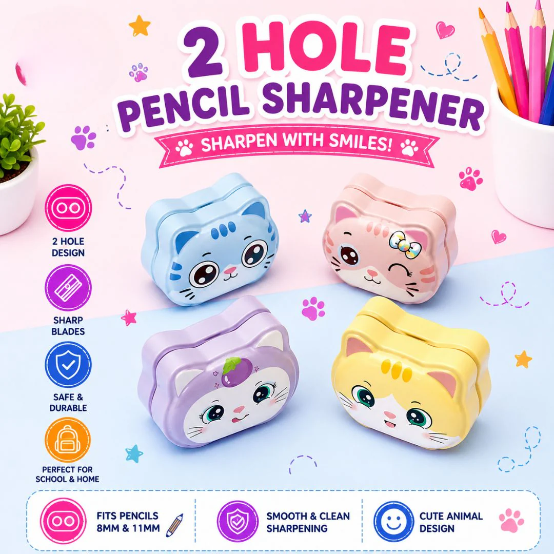 Kawaii Cat 2-Hole Pencil Sharpener - Image 3
