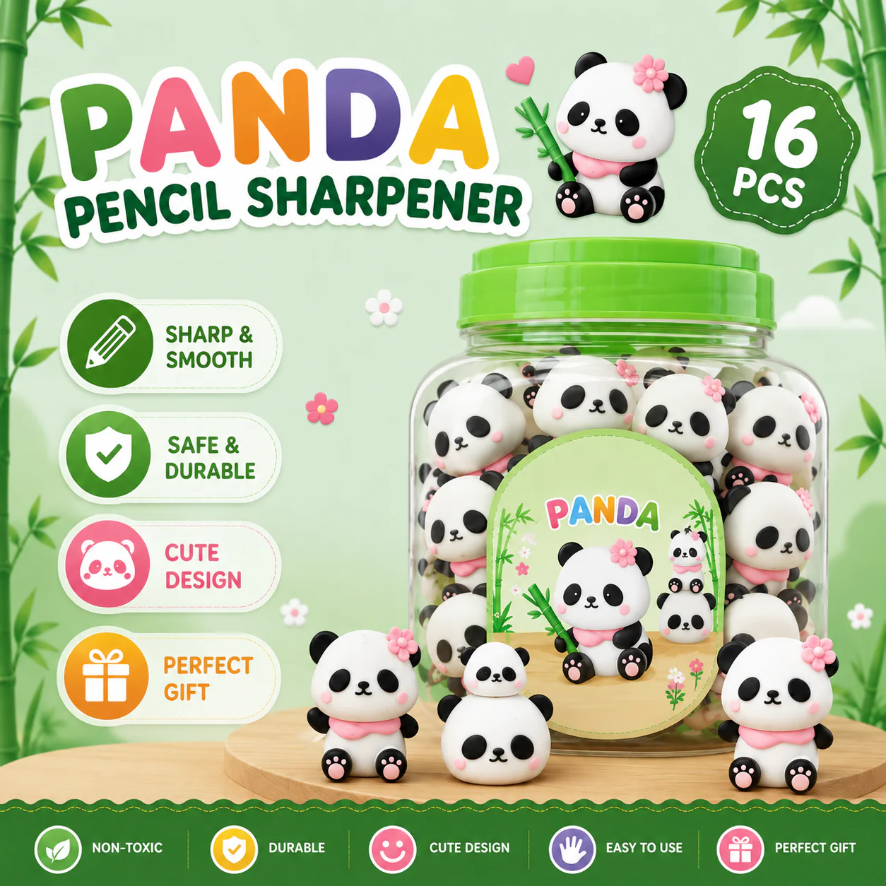 Kawaii Panda Pencil Sharpener โ Cute Kids' Stationery Gift
