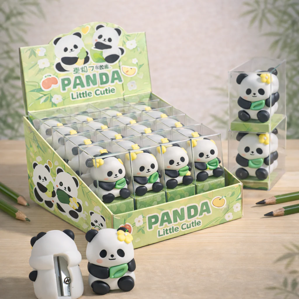 Kawaii Panda Pencil Sharpener – Cute Stationery for Kids (Pack Of 12/24)(Prepaid Only) - Image 2