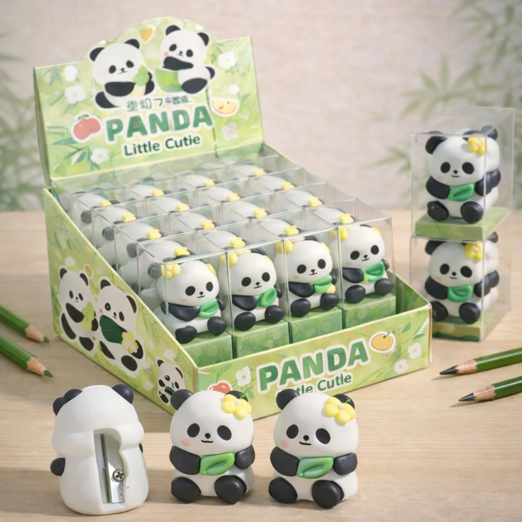 Kawaii Panda Pencil Sharpener – Cute Stationery for Kids (Pack Of 12/24)(Prepaid Only) - Image 3