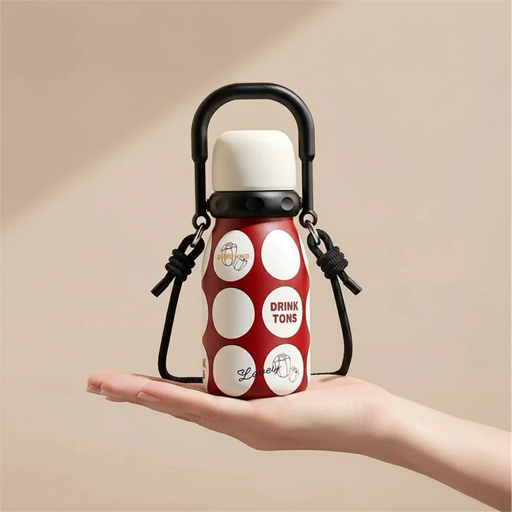 Kawaii Stainless Steel Insulated Water Bottle 700ml with Carabiner & Lanyard - Image 8