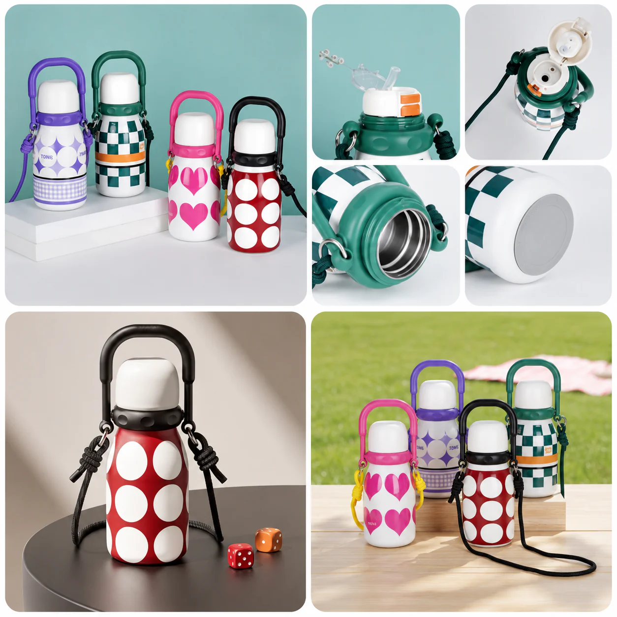 Kawaii Stainless Steel Insulated Water Bottle 700ml with Carabiner & Lanyard - Image 9