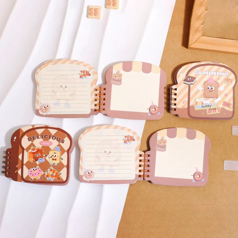 Kawaii Toast Shaped Spiral Notebook | Cute Bread Character Mini Notepad - Image 5