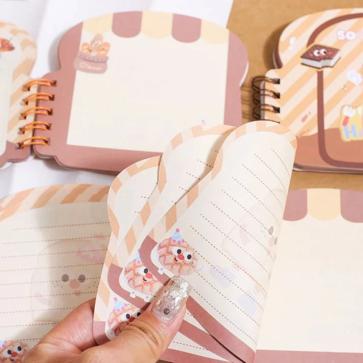 Kawaii Toast Shaped Spiral Notebook | Cute Bread Character Mini Notepad - Image 6