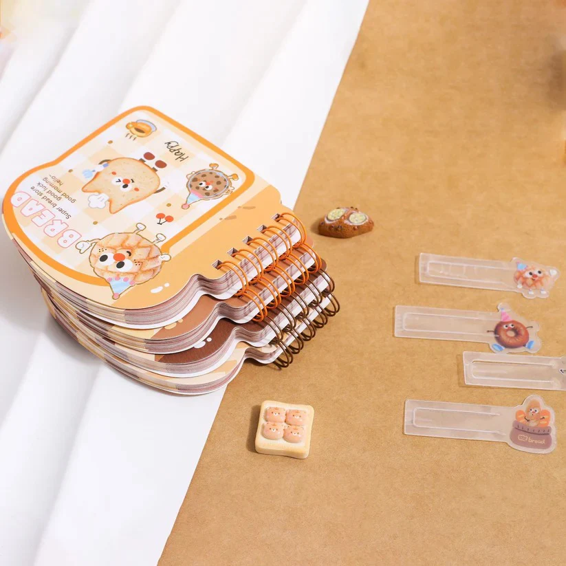 Kawaii Toast Shaped Spiral Notebook | Cute Bread Character Mini Notepad - Image 9