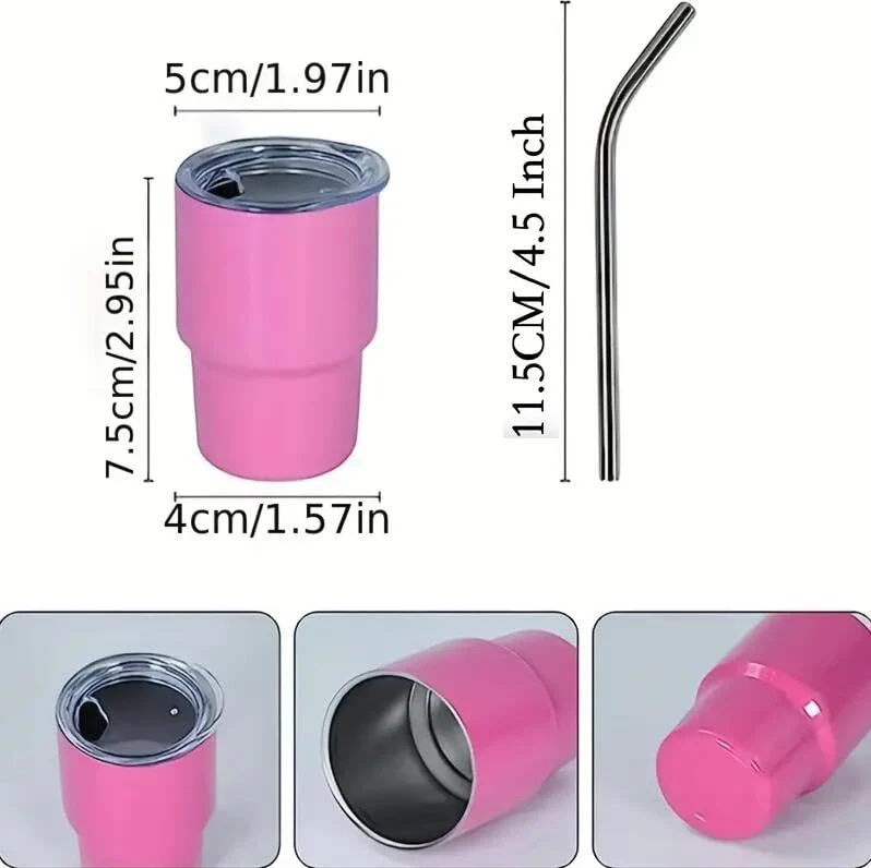 Mini 60ml Tumbler – Stylish, Reusable, BPA-Free, Steel Inside | Ideal for Espresso & Party Drinks (Random Colour) - Image 4