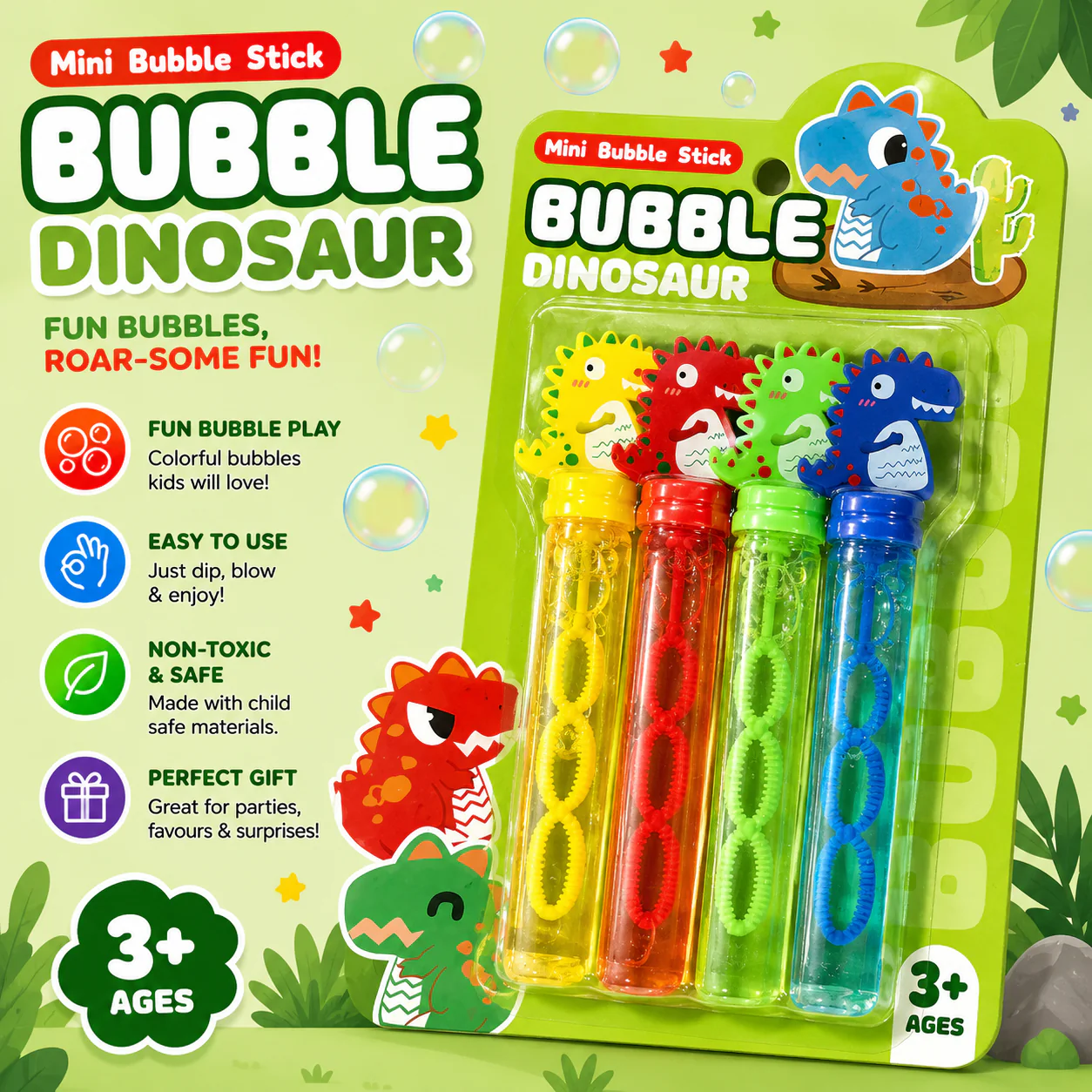 Mini Bubble Stick Set for Kids | Dinosaur, Unicorn, Kuromi & Doughnut - Image 4