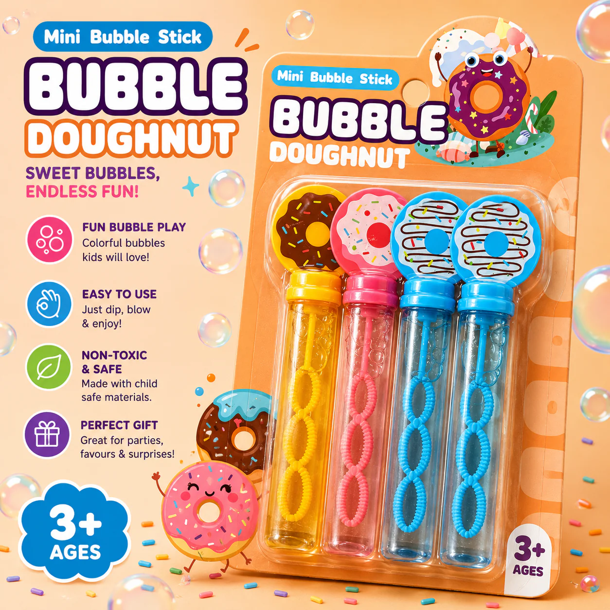 Mini Bubble Stick Set for Kids | Dinosaur, Unicorn, Kuromi & Doughnut - Image 5