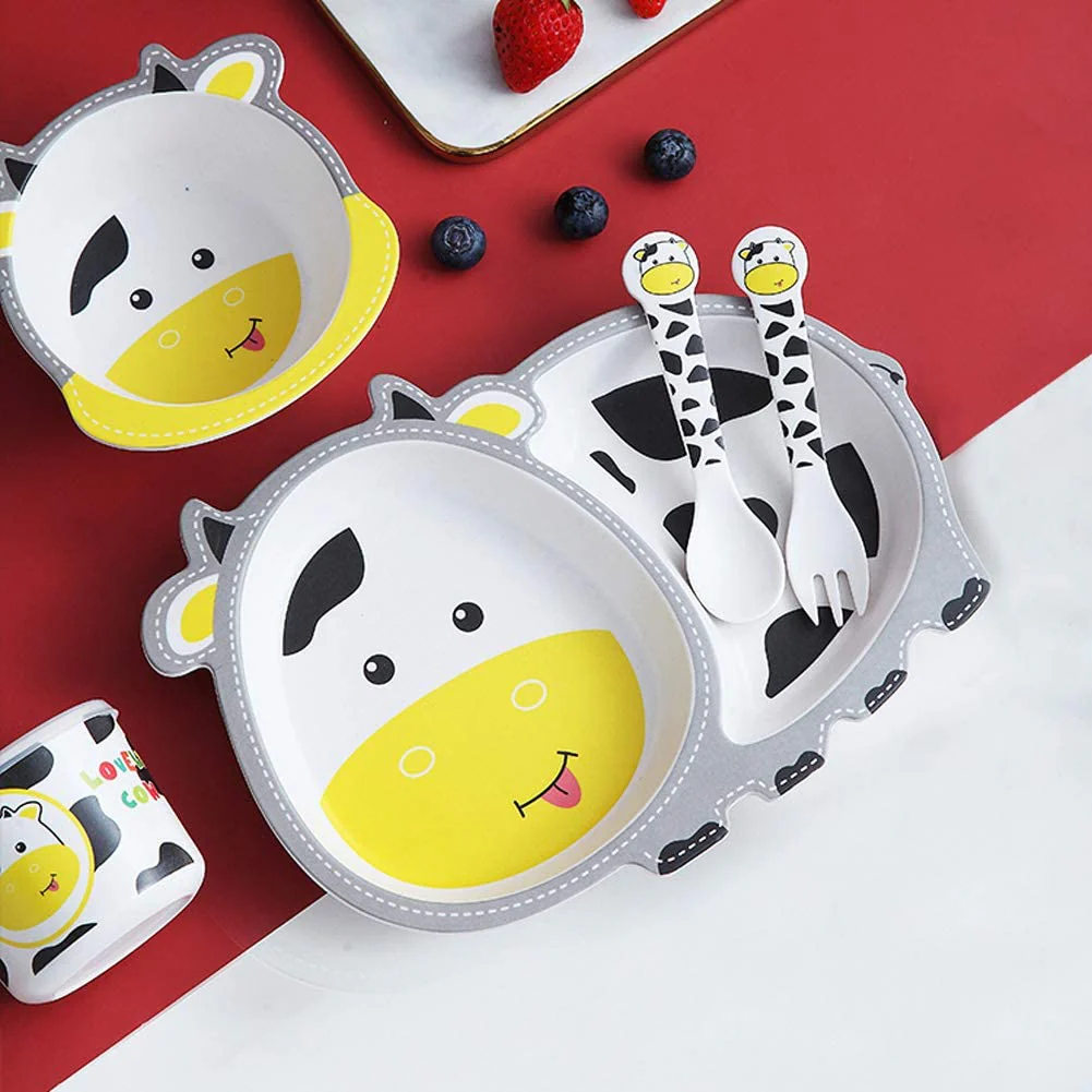 Monkey Bamboo Fiber 5 Piece Feeding Set - 100% bamboo No Plastic (Mix Design)(Pack Of 5/10)(Prepaid Only) - Image 5
