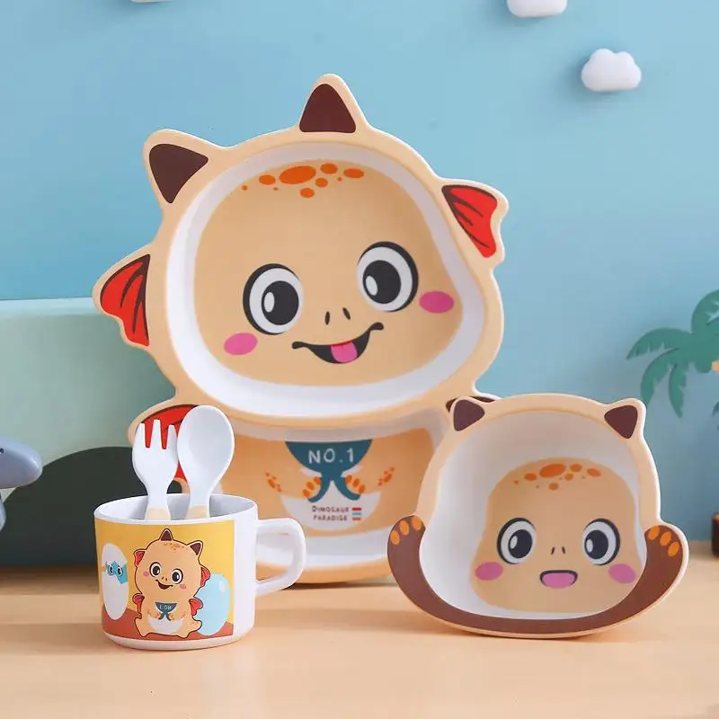 Monkey Bamboo Fiber 5 Piece Feeding Set - 100% bamboo No Plastic (Mix Design)(Pack Of 5/10)(Prepaid Only) - Image 7