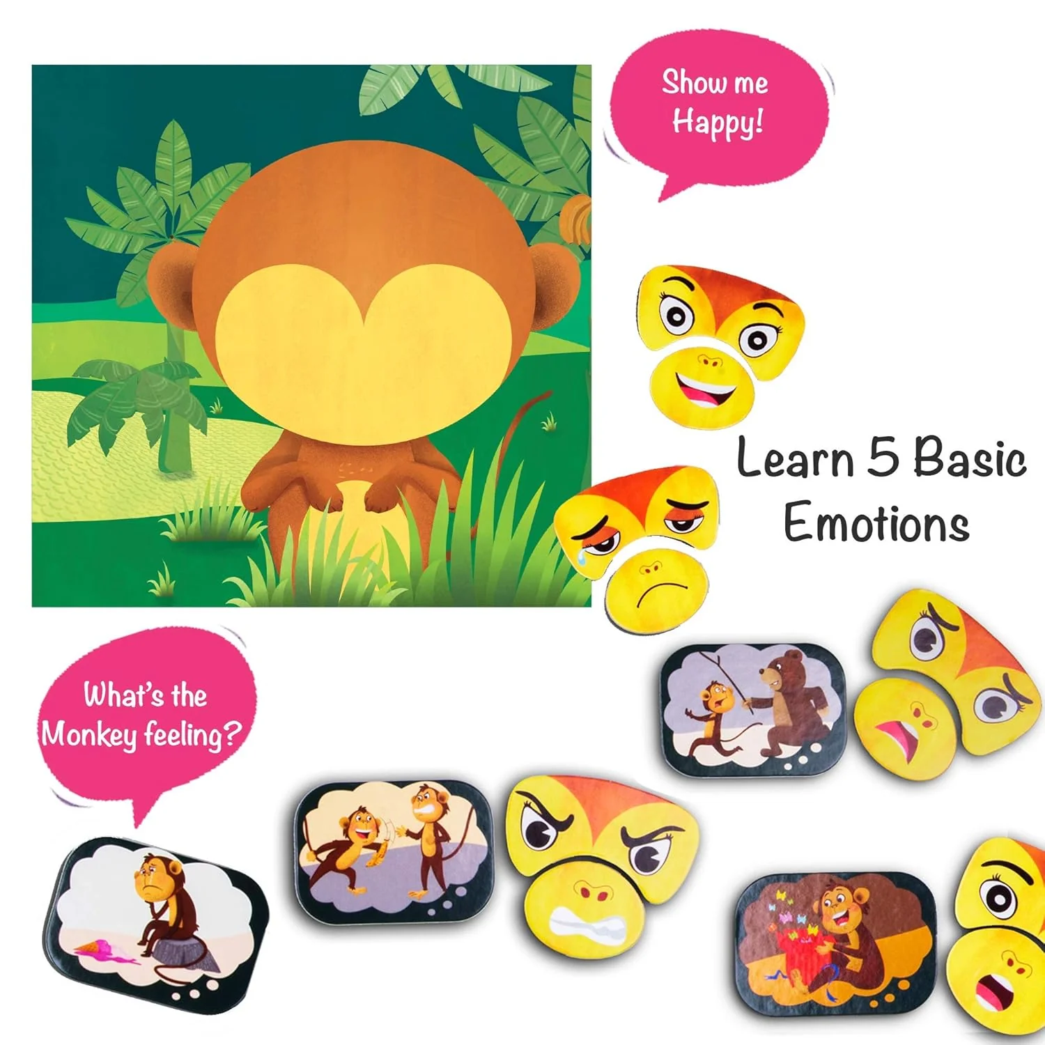 Monkey Expressions Feelings Puzzle for Kids - Image 3