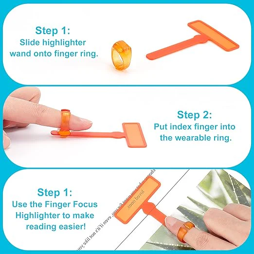 Multi-Color Transparent Reading Strips (Set  of 3 Strips and 1 Finger Ring) - Image 5