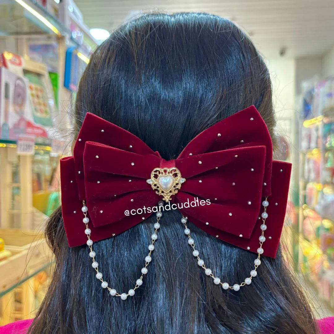 PACK OF 10 | Velvet Bow Design Alligator Hair Clip with Chain for Return Gift -129 per pc- (Prepaid Only) - Image 5