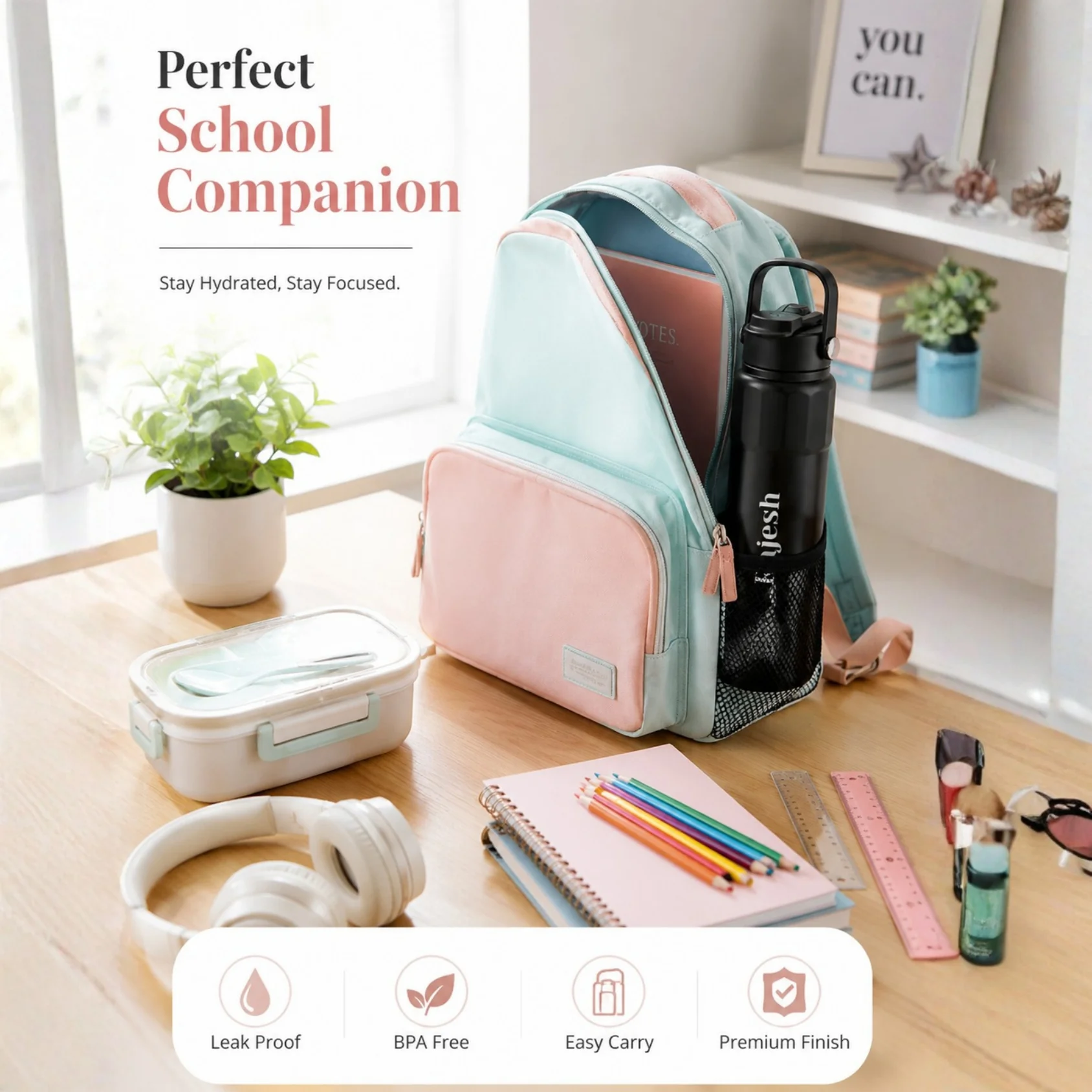 Personalized 2 Way Drinking Pastel Color Vacuum Insulated Water Bottle 1000ml - Image 5