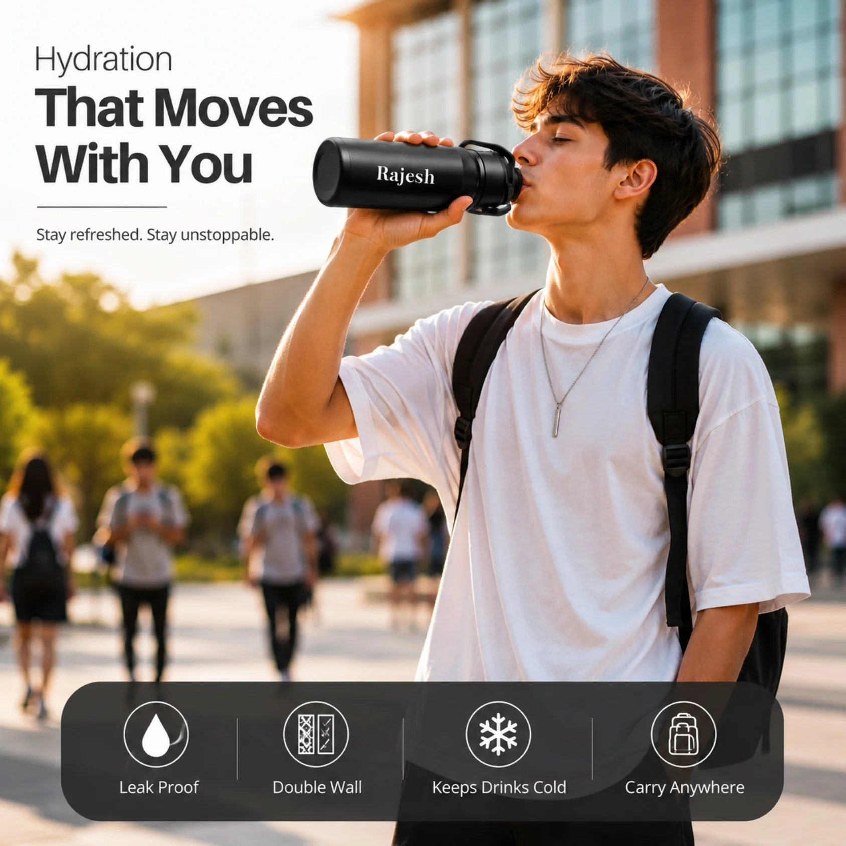 Personalized 2 Way Drinking Pastel Color Vacuum Insulated Water Bottle 1000ml - Image 6