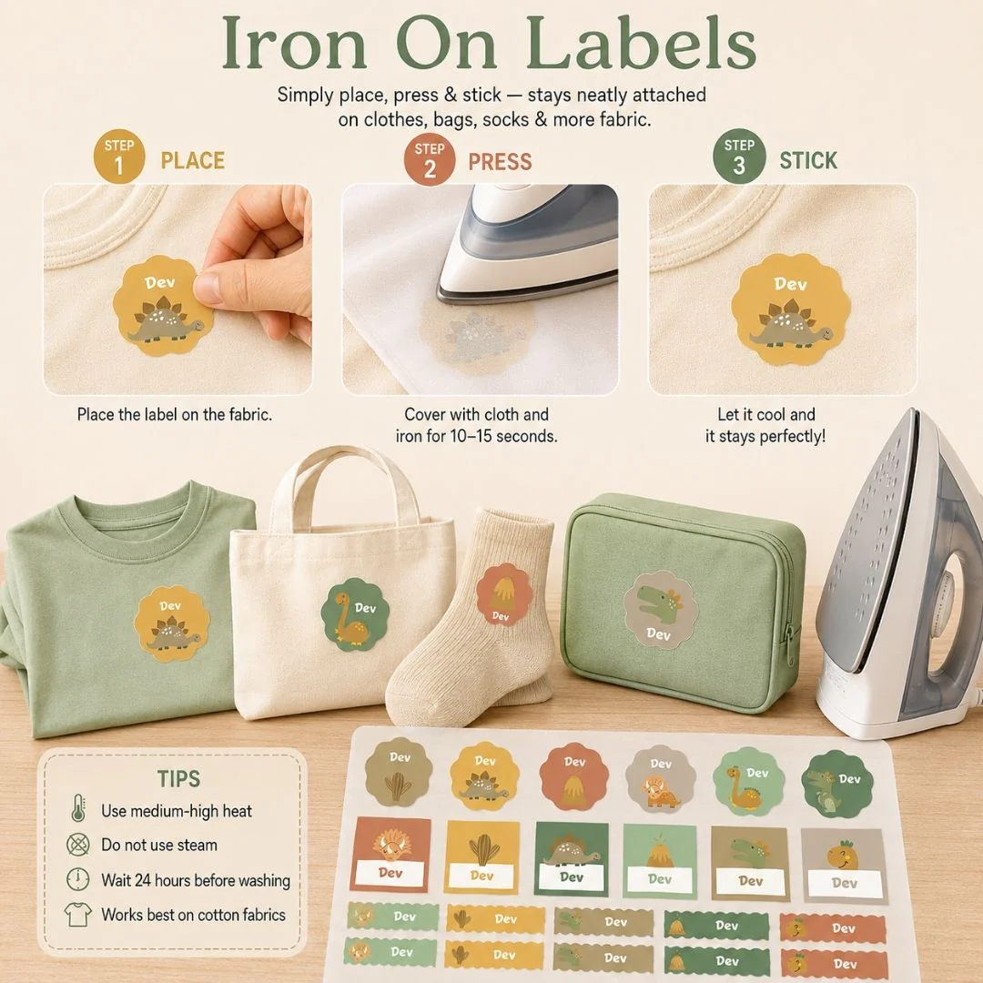 Personalized Iron On Label Sticker - Dino Roar (32pc) (PREPAID ONLY) - Image 4