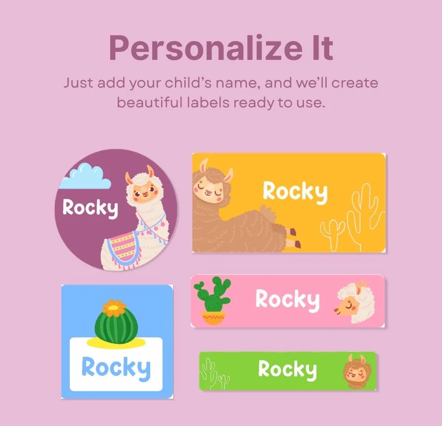 Personalized Name Labels Combo - Lama Drama - Pack of 54 (PREPAID ORDER) - Image 7
