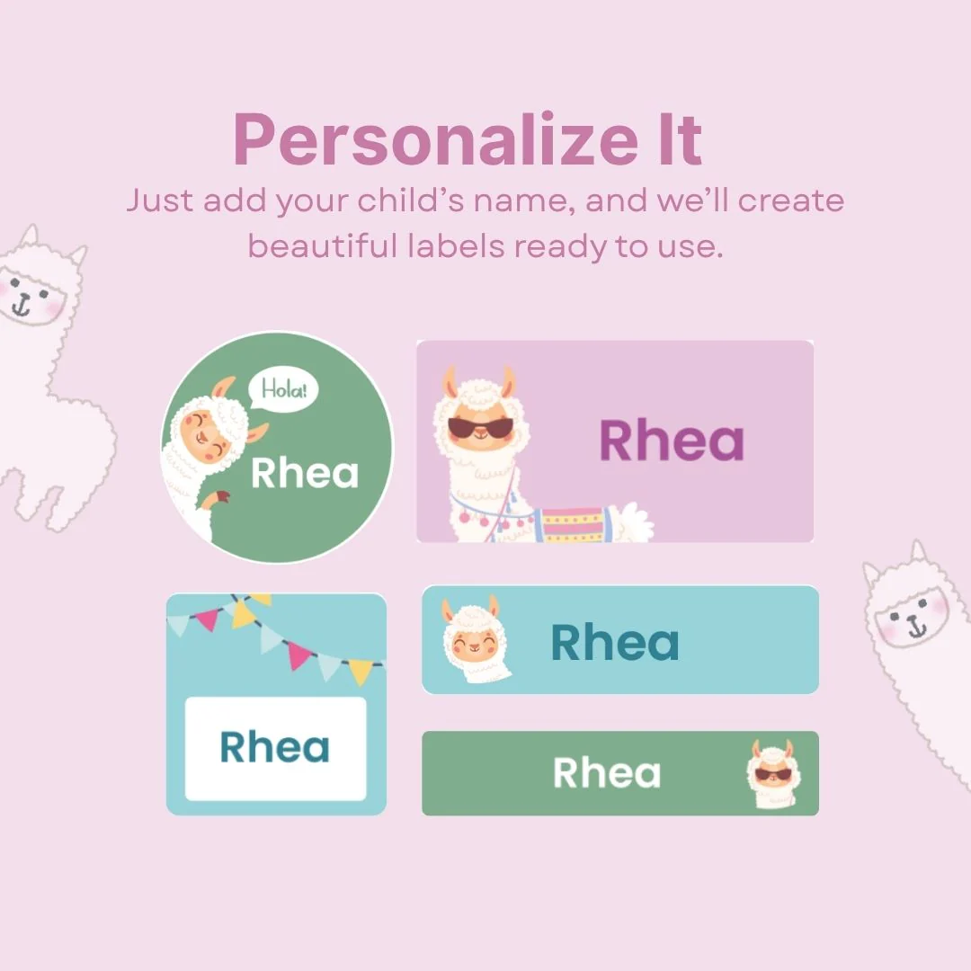Personalized Name Labels Combo - Lama Land - Pack of 54 (PREPAID ORDER) - Image 7