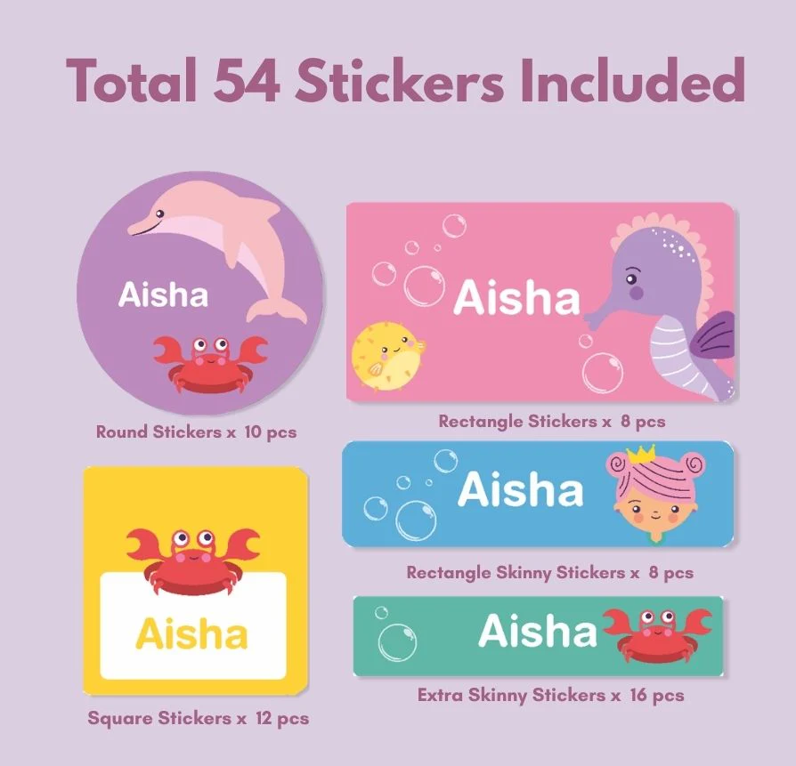 Personalized Name Labels Combo - Ocean Princess - Pack of 54 (PREPAID ORDER) - Image 7