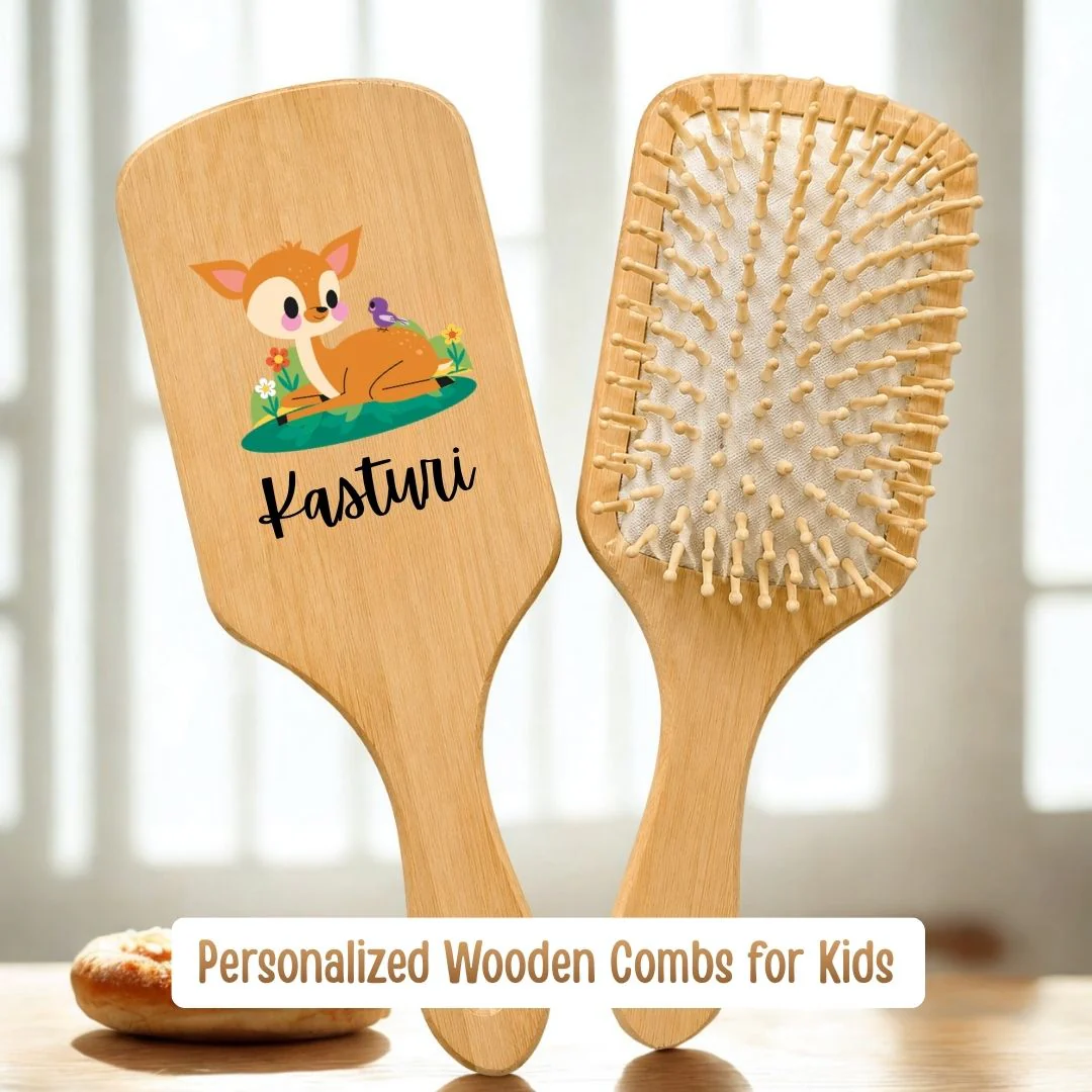 Personalized Wooden Hair Brush for Kids - Deer (PREPAID ONLY) - Image 2