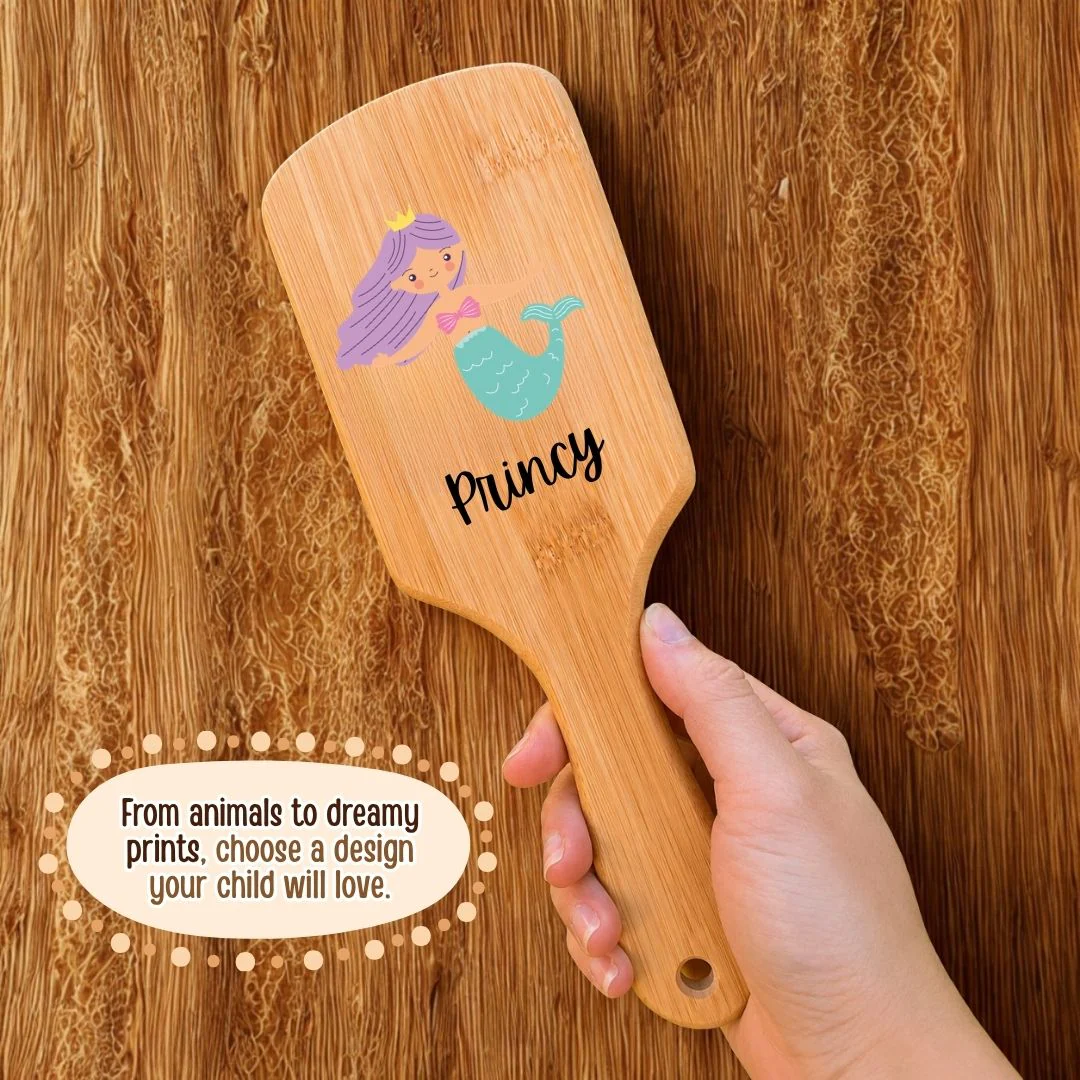 Personalized Wooden Hair Brush for Kids - Mermaid (PREPAID ONLY) - Image 5