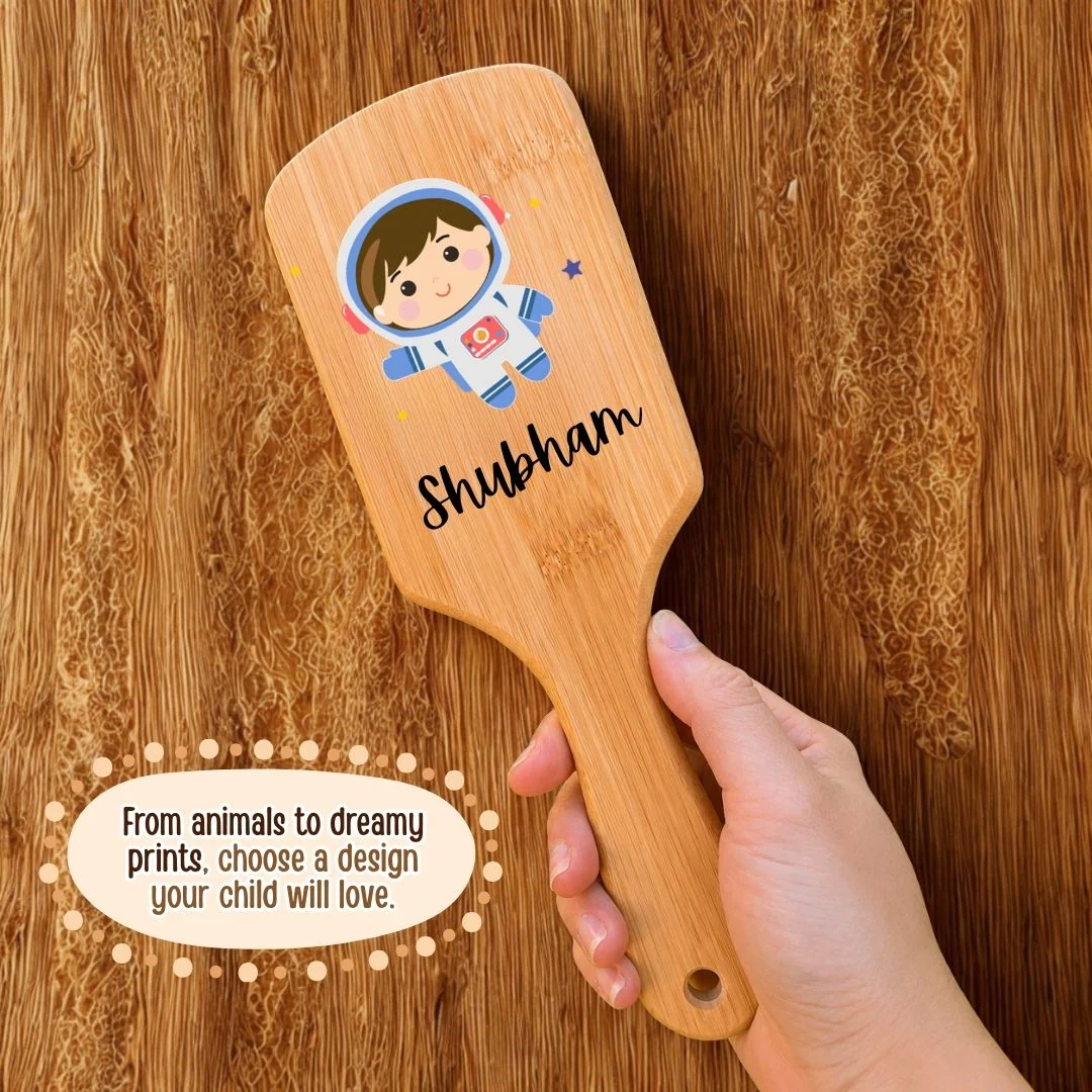 Personalized Wooden Hair Brush for Kids - Space (PREPAID ONLY) - Image 5