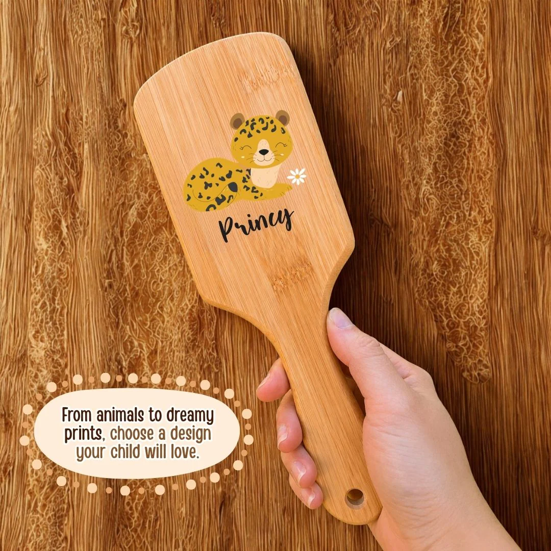 Personalized Wooden Hair Brush for Kids - Tiger (PREPAID ONLY) - Image 5