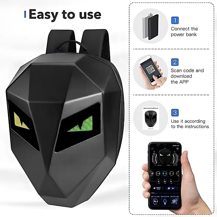 Premium Backpack with LED Eye Display - Stay Connected, Stay Trendy - Image 6
