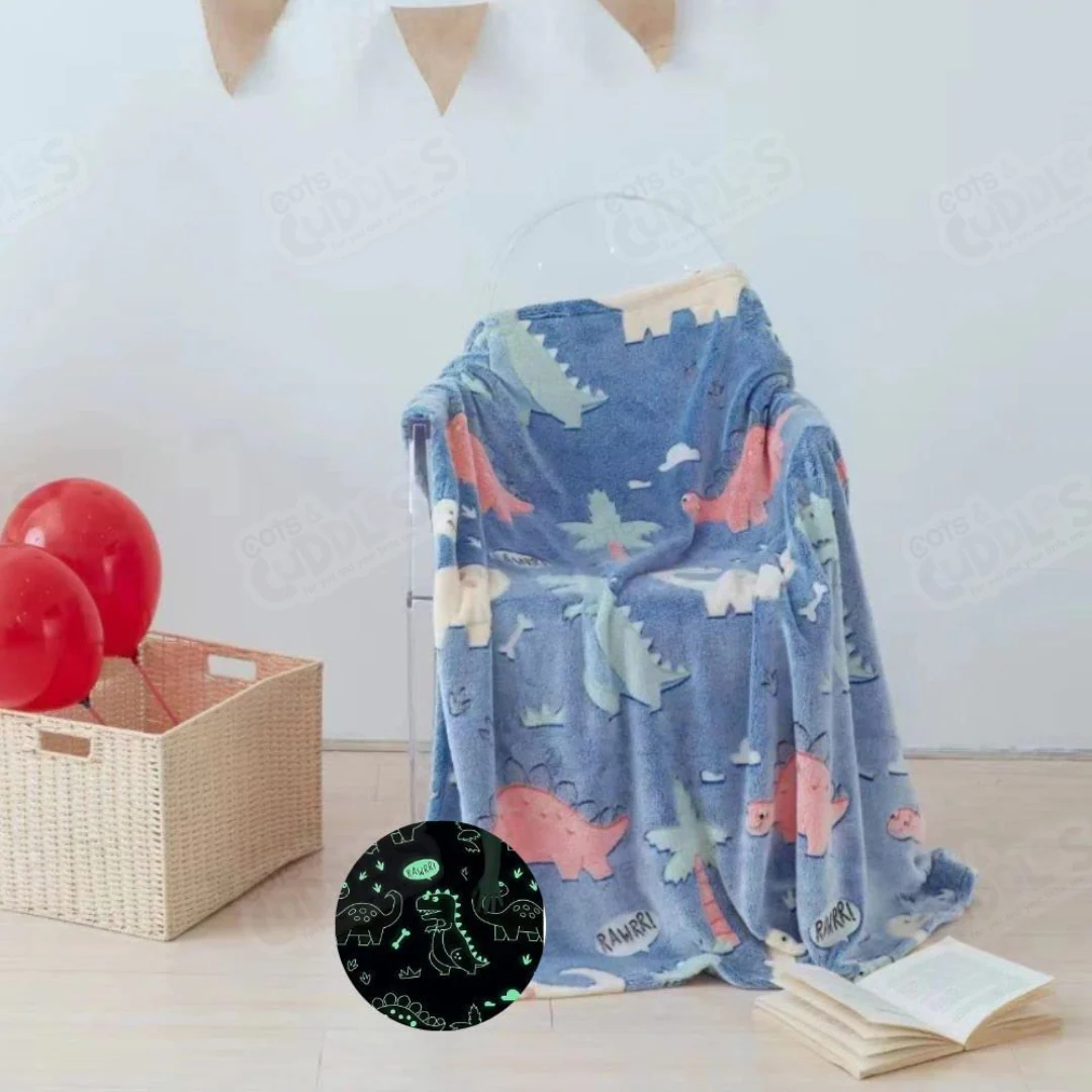 Premium Super Soft Warm Cozy Furry Blanket Glow in The Dark (5.5ft x 6.5ft) (Dino) - Image 2